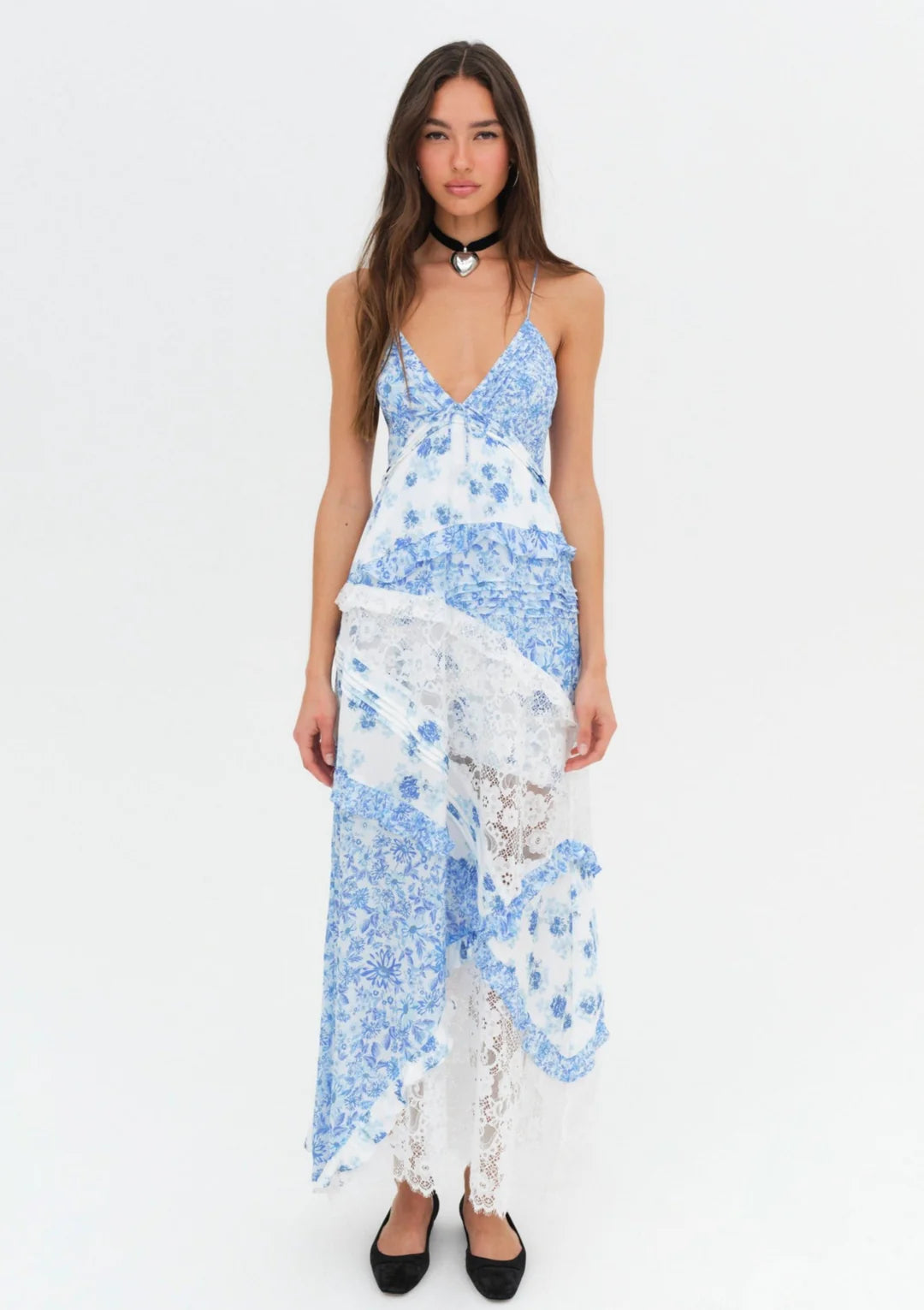 For Love and Lemons - Rosalyn Maxi Dress in Blue - Rent Club