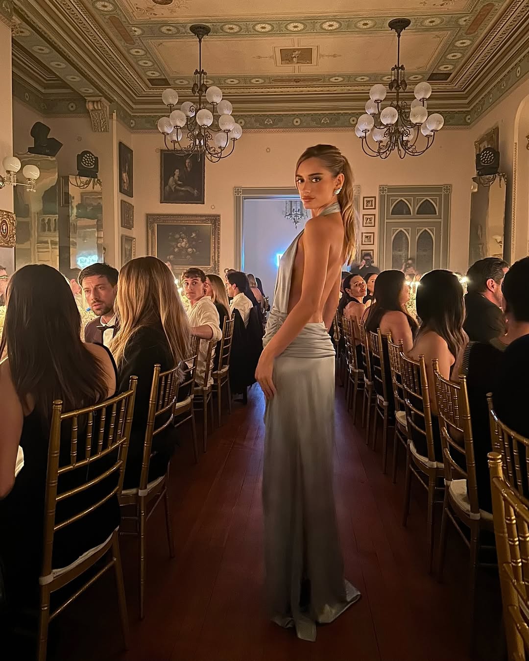Courtney Zheng - Selene Plunge Jersey Gown in Blue - Rent Club