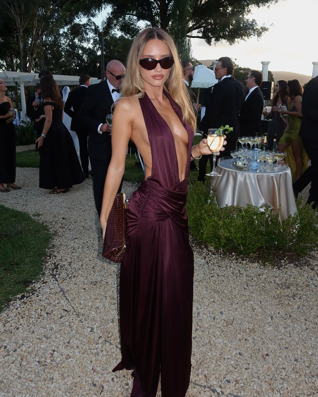 Courtney Zheng - Selene Plunge Jersey Gown in Plum