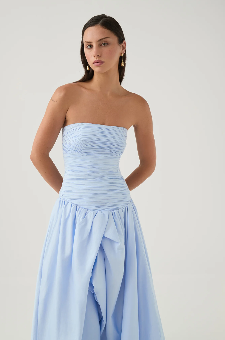 Aje - Violette Bubble Hem Maxi Dress in Pearl Blue - Rent Club