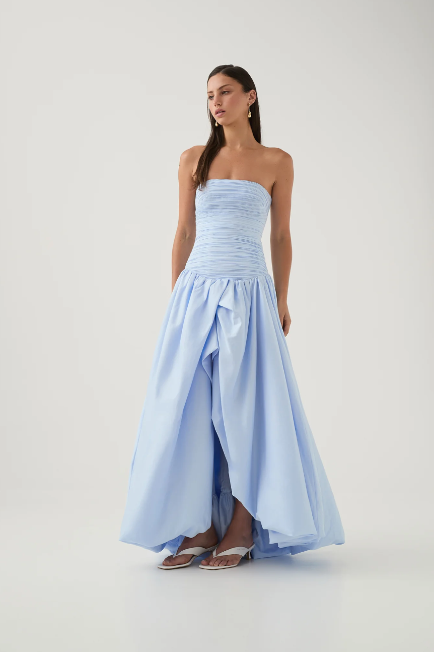 Aje - Violette Bubble Hem Maxi Dress in Pearl Blue - Rent Club