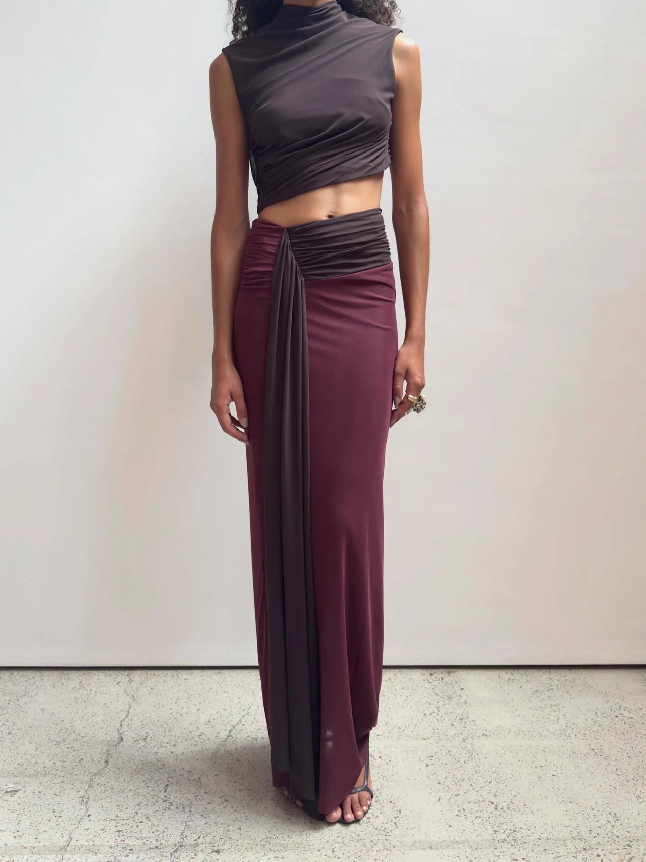 Bec + Bridge - Conni Maxi Dress in Aubergine / Dark Chocolate
