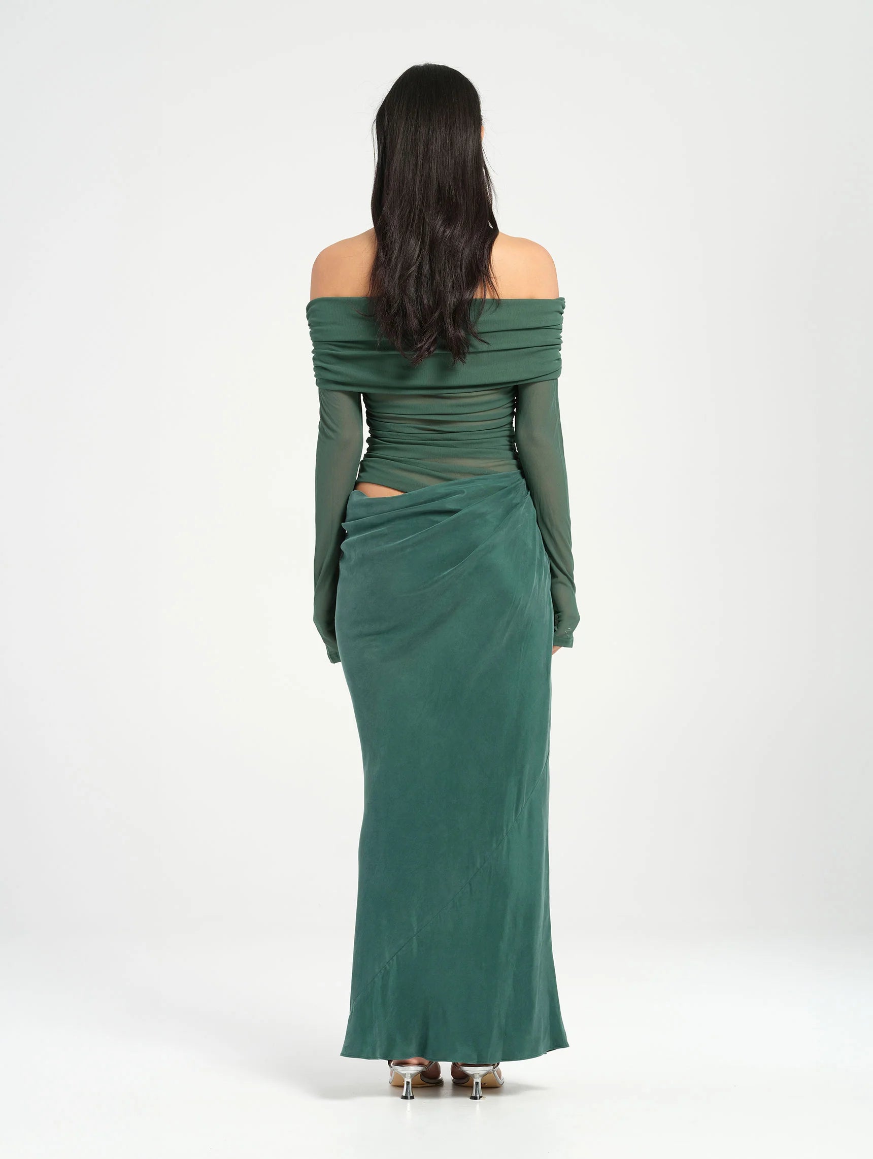 Benni - Yasmin Off Shoulder Maxi Dress in Pine - Rent Club