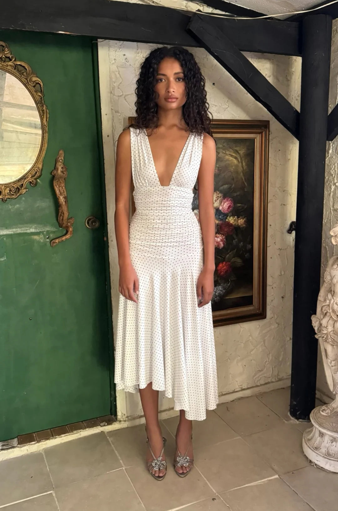 Fait Par Foutch - Charlotte Dress in White Polka Dot - Rent Club