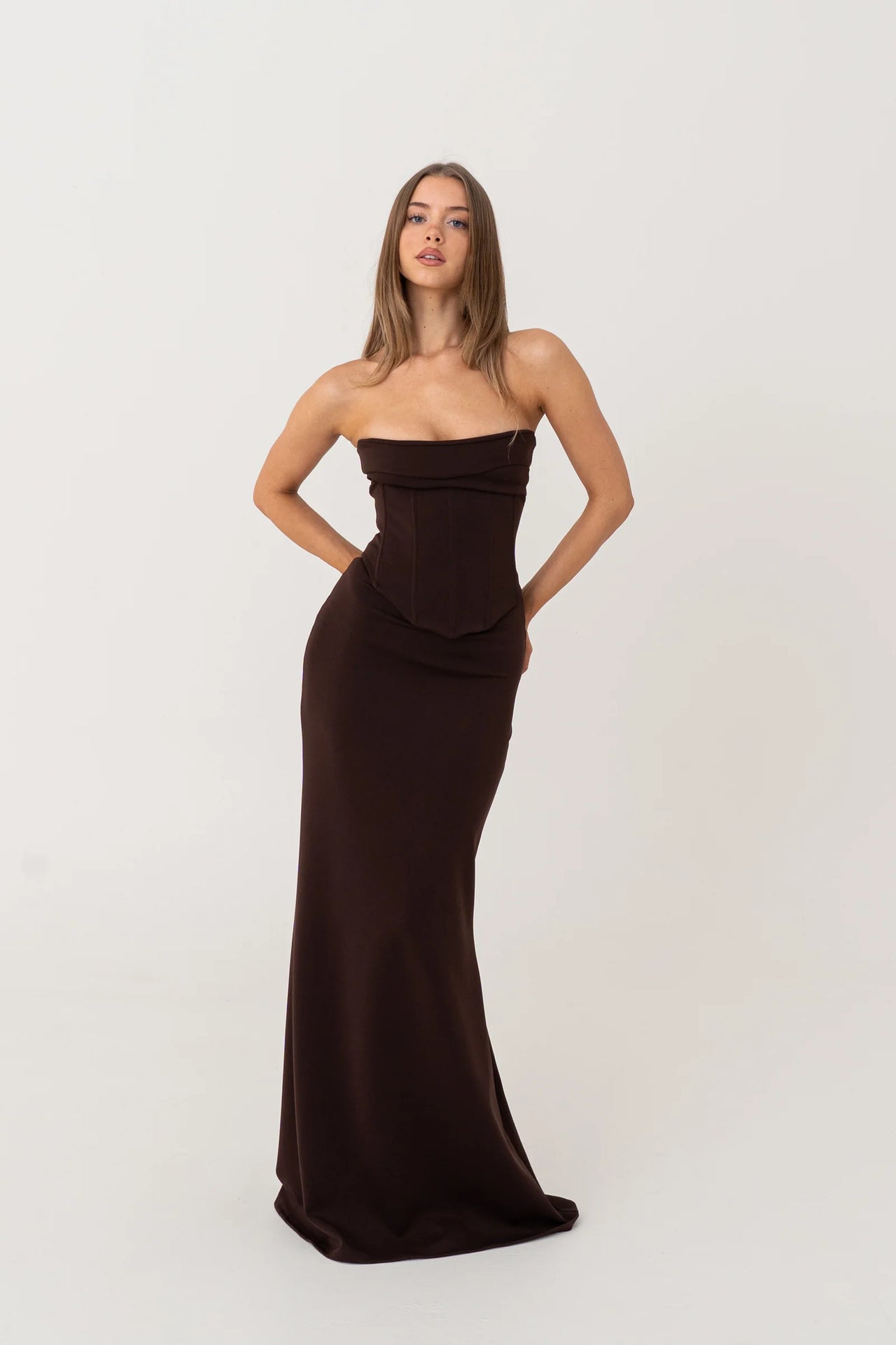 HNTR The Label - Louie Gown in Brown - Rent Club