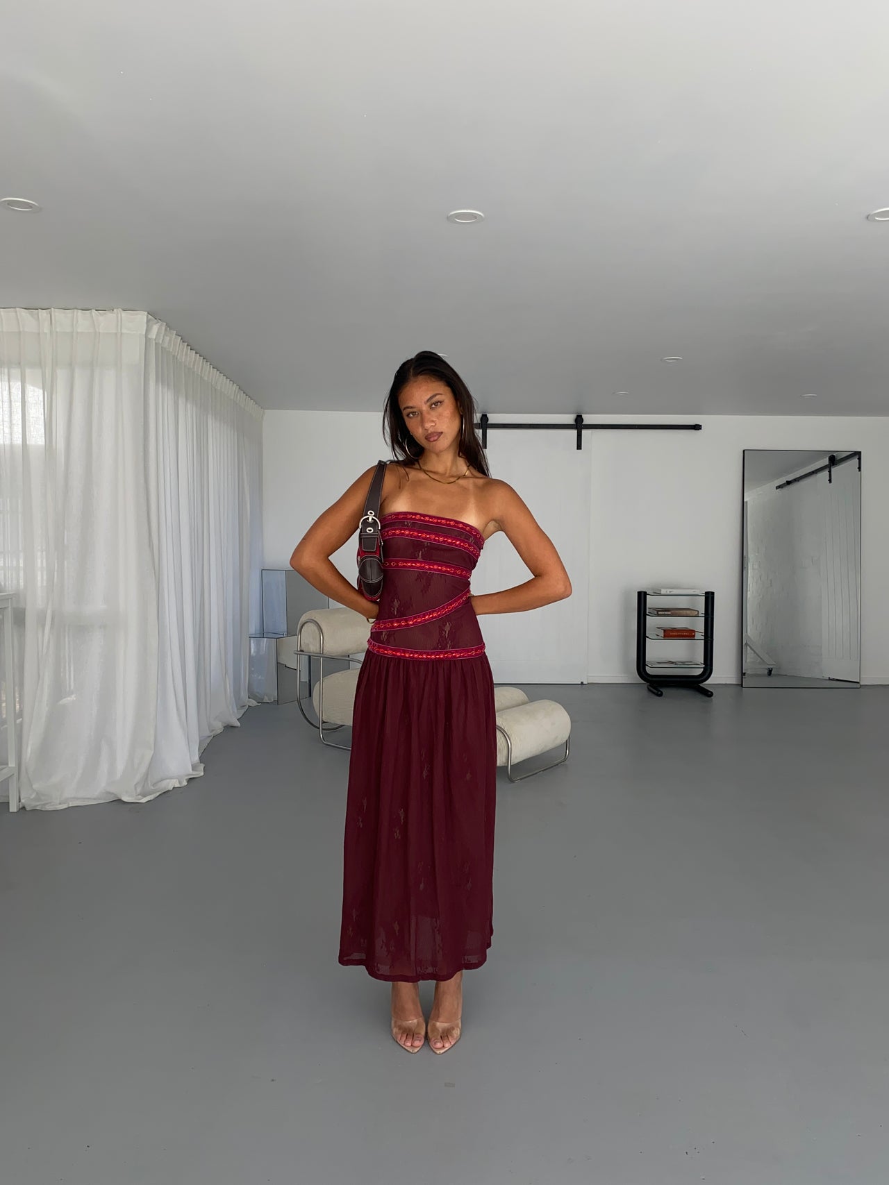 Fait Par Foutch - Colette Dress in Bordeaux - Rent Club