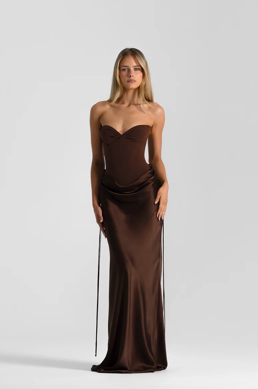 Natalie Rolt - Verity Bustier and Evelyn Maxi Skirt in Espresso