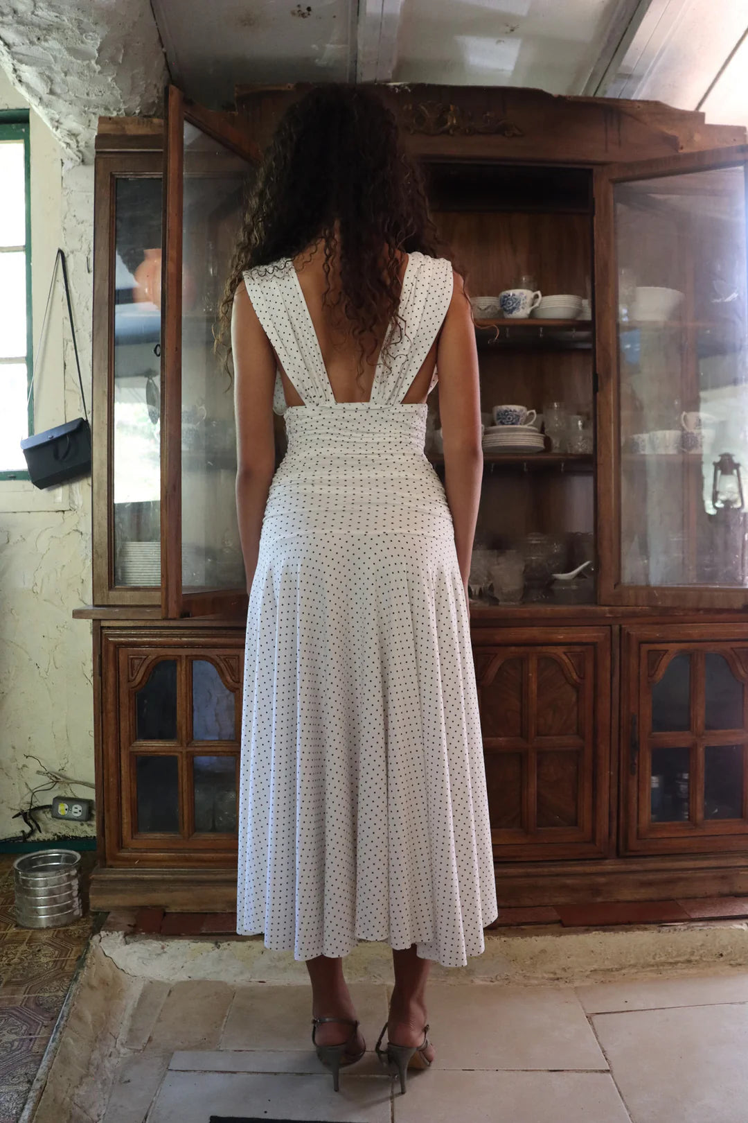 Fait Par Foutch - Charlotte Dress in White Polka Dot - Rent Club
