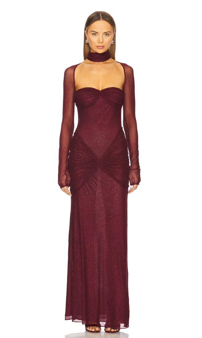 Mirror Palais - Starlite Gown in Burgundy - Rent Club