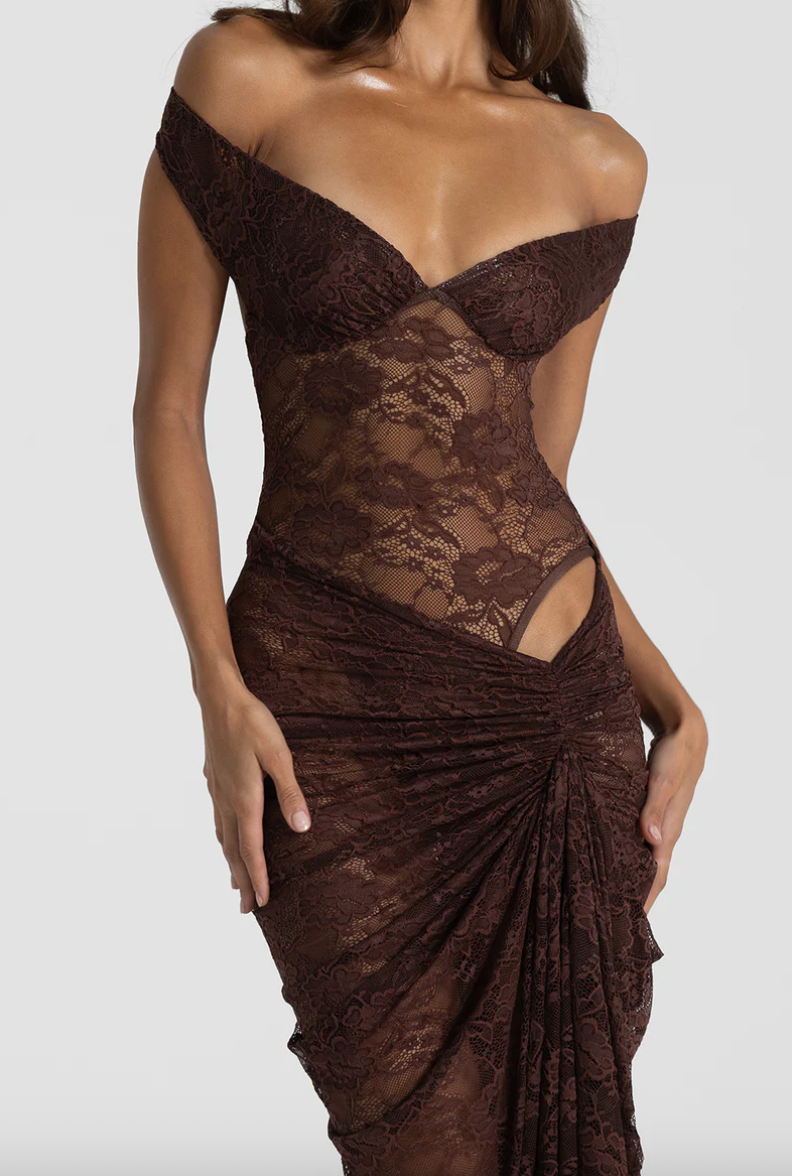 Natalie Rolt - Aubrey Dress in Espresso - Rent Club