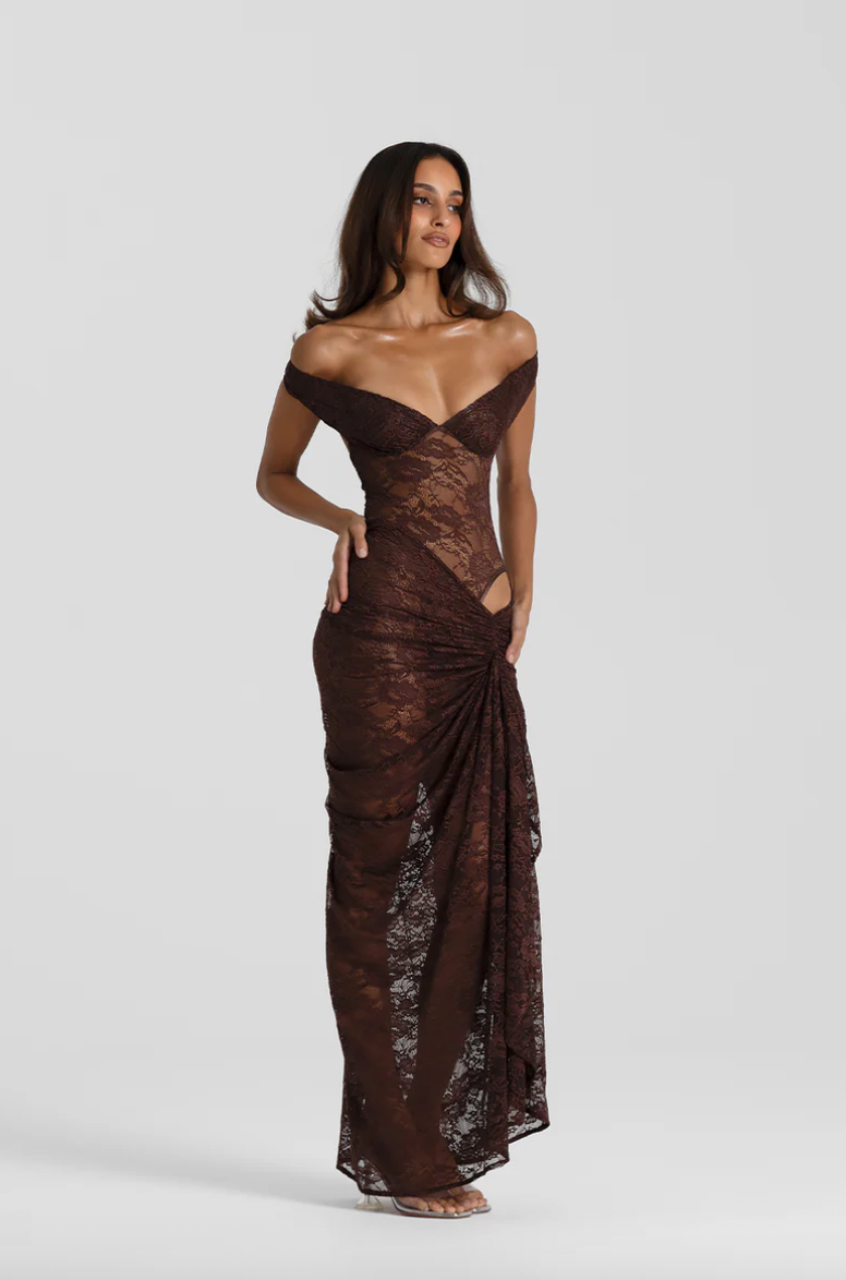 Natalie Rolt - Aubrey Dress in Espresso - Rent Club
