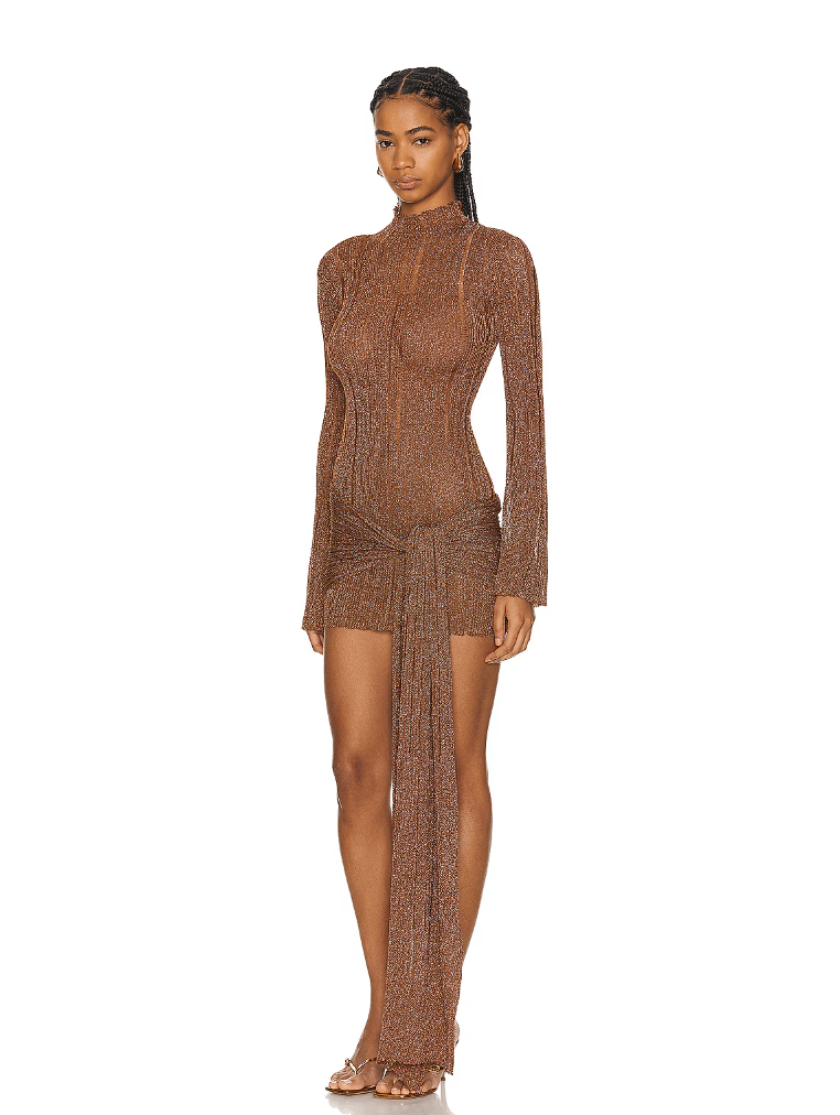 Aya Muse - Naku Dress in Brown - Rent Club