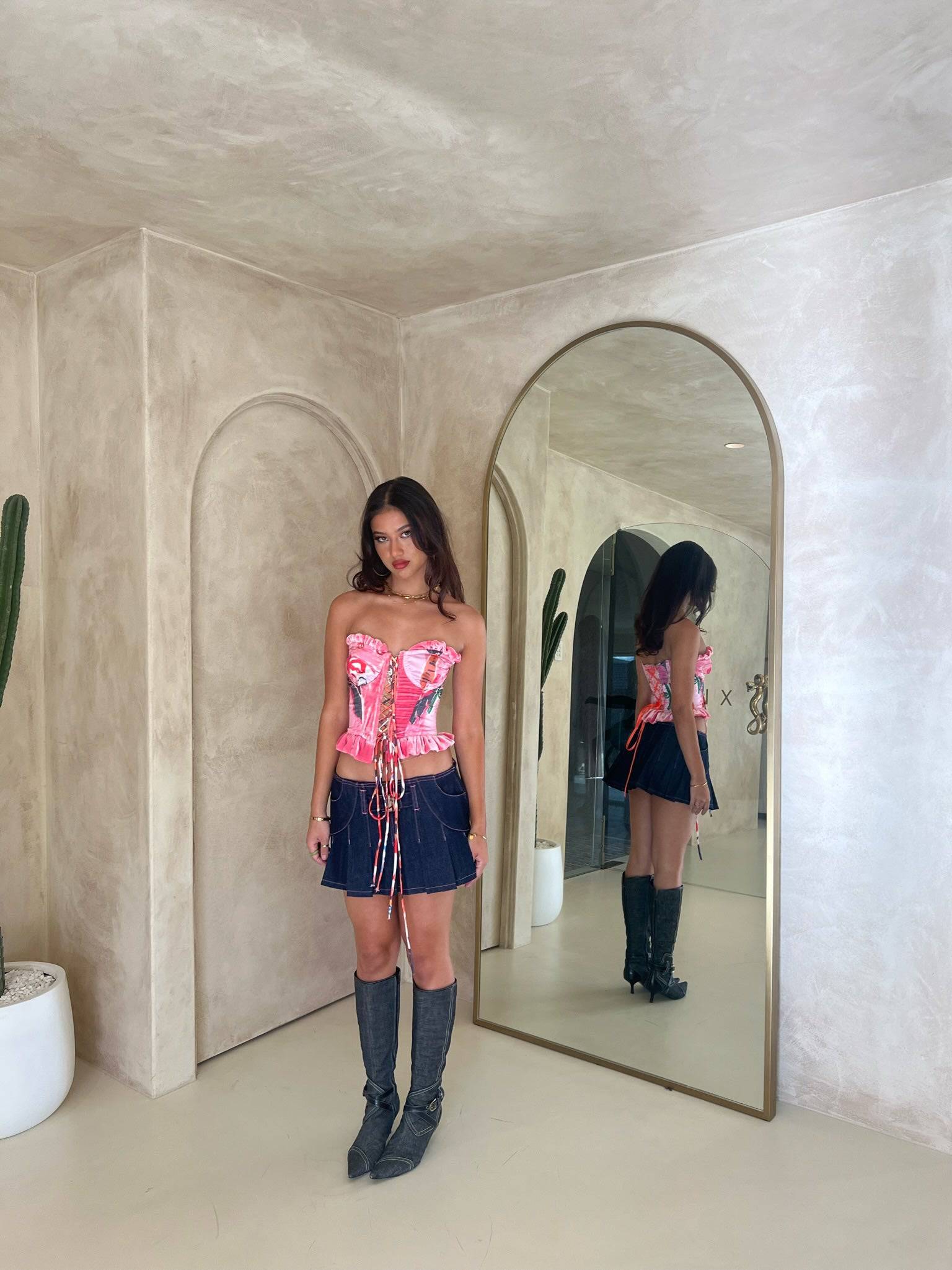 Bye Bambi - Bella Pleated Mini in Denim - Rent Club