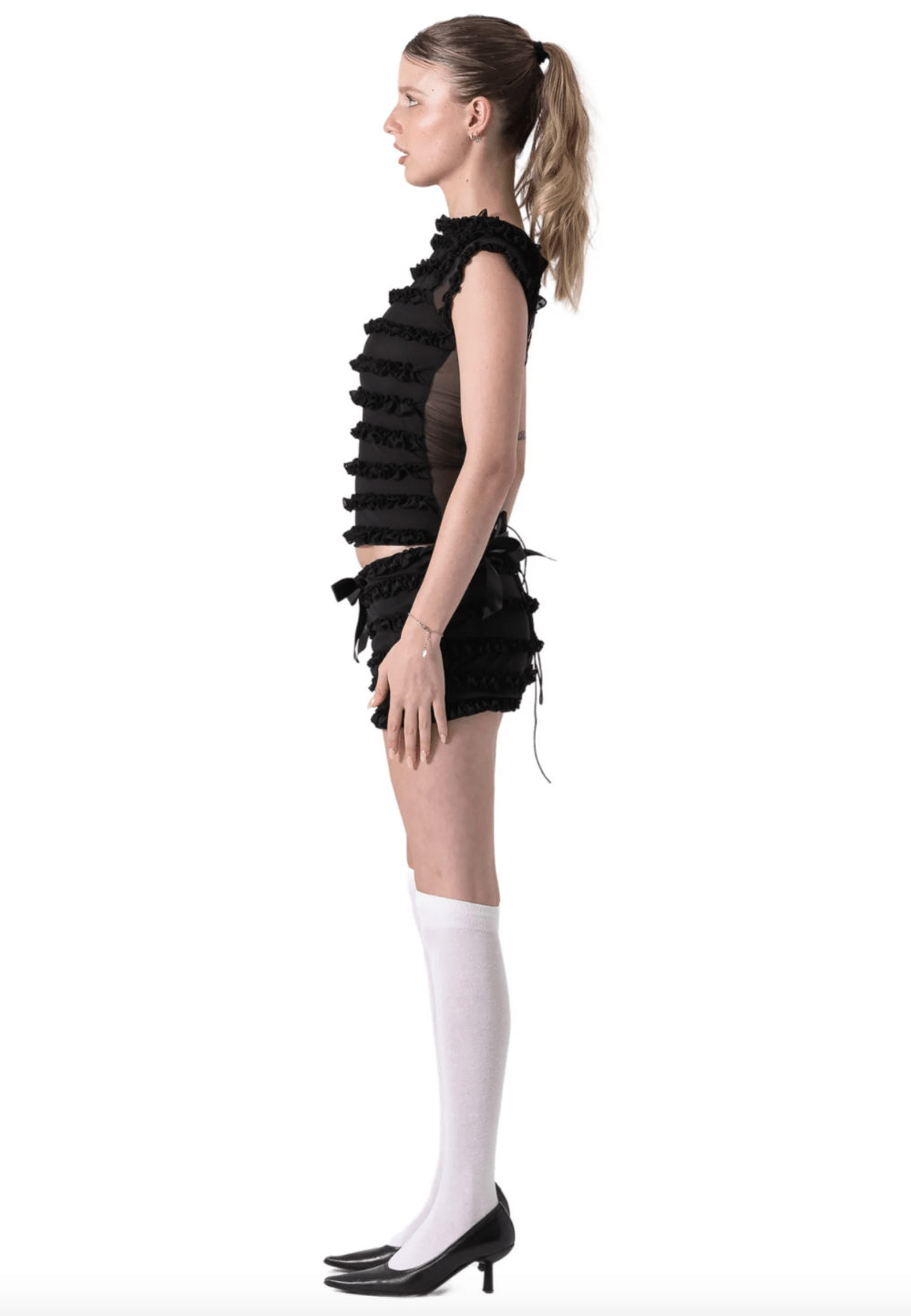 Bye Bambi - Amelia Ruffle Set in Black - Rent Club