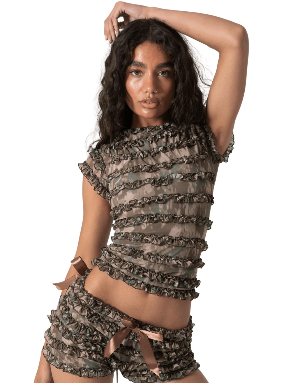 Bye Bambi - Amelia Ruffle Set in Camo - Rent Club