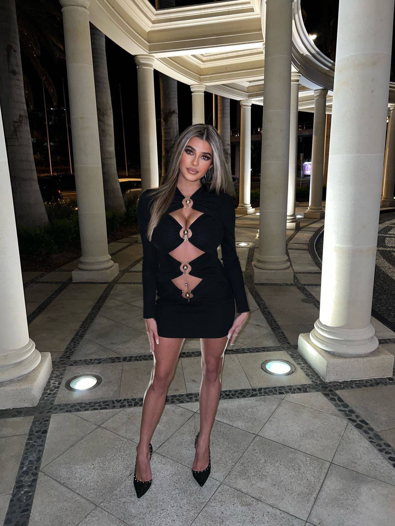 Christopher Esber - Ruched Black Column Long Sleeve Dress - Rent Club