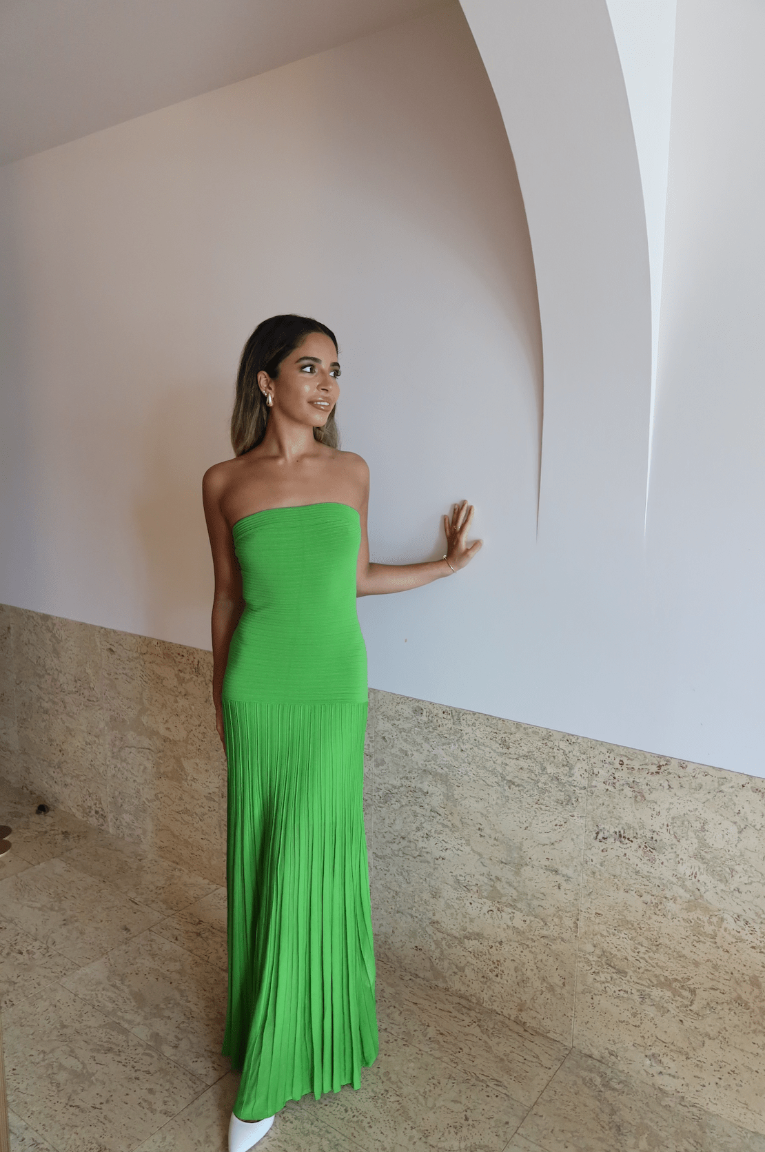 Cos - Knitted Bandeau Maxi Dress in Green - Rent Club