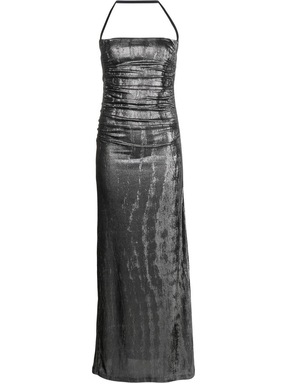 Diesel - Metallic Ruched Halterneck Gown in Silver - Rent Club