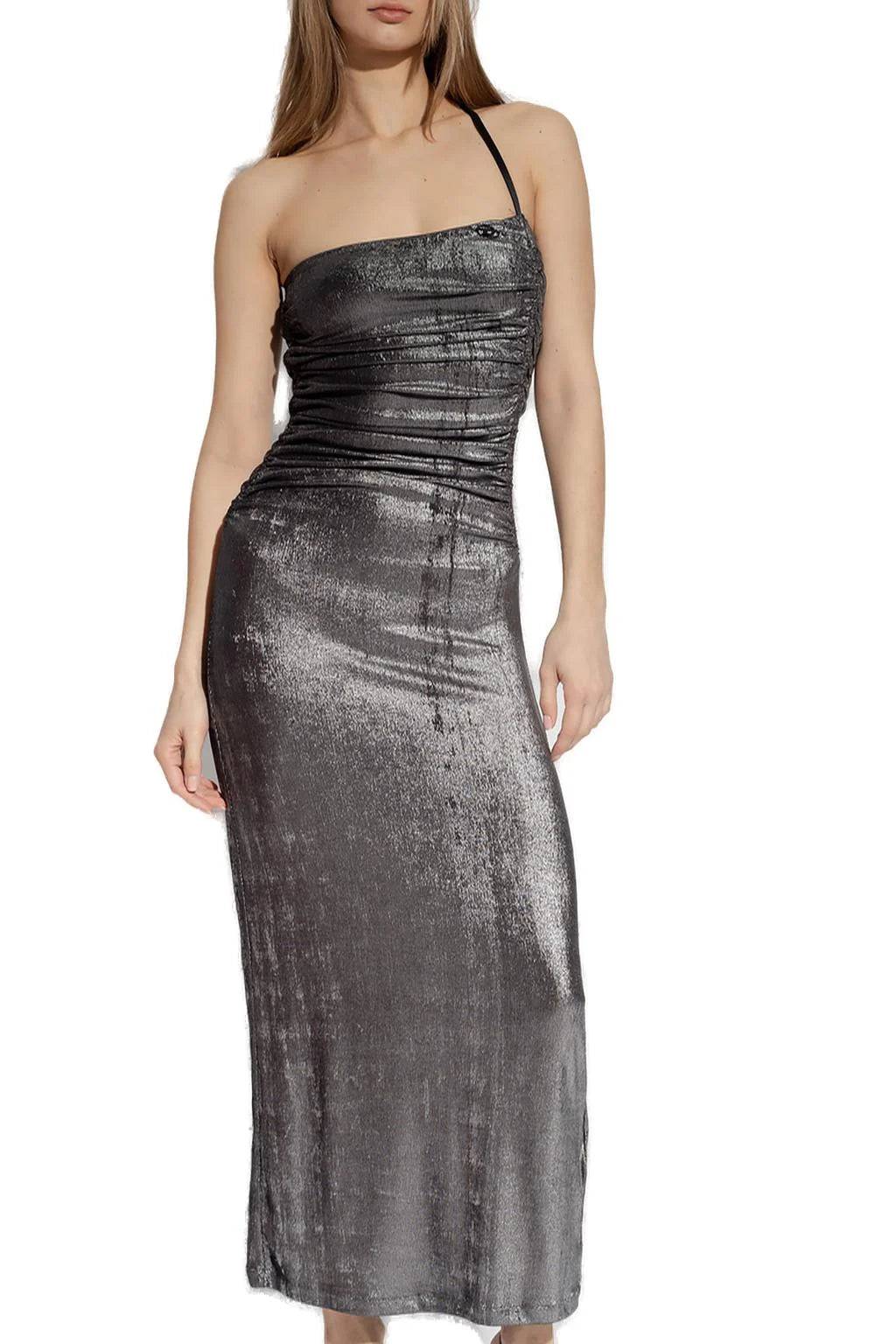 Diesel - Metallic Ruched Halterneck Gown in Silver - Rent Club