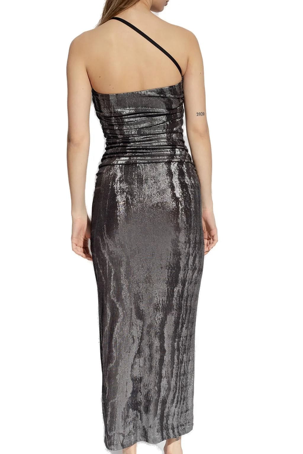 Diesel - Metallic Ruched Halterneck Gown in Silver - Rent Club