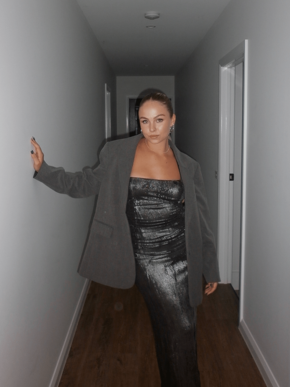Diesel - Metallic Ruched Halterneck Gown in Silver - Rent Club
