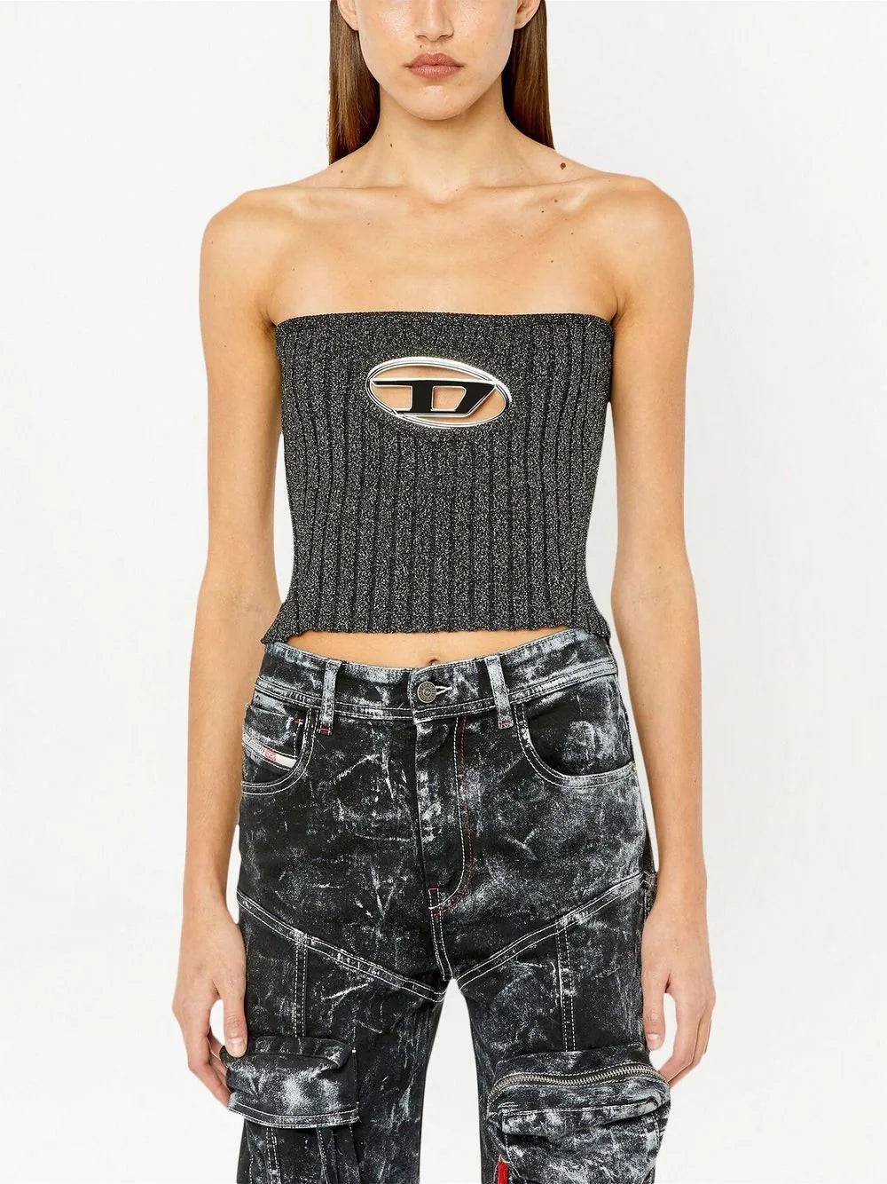 Diesel - Logo-plaque Ribbed-knit Top - Rent Club