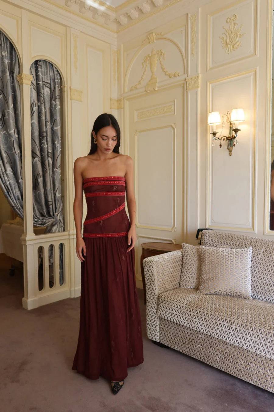 Fait Par Foutch - Colette Dress in Bordeaux - Rent Club