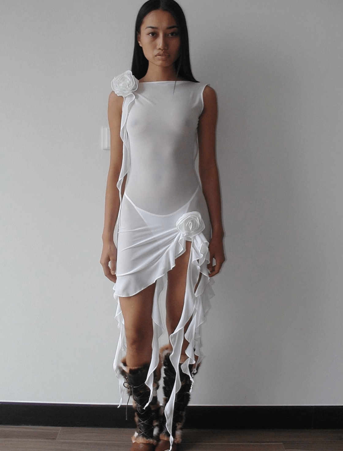 Fanci Club - White Apple Cocktail Dress in White - Rent Club