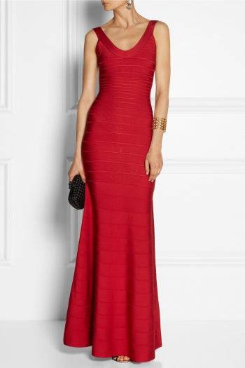 Herve Leger - Ellen Bandage Gown in Red - Rent Club