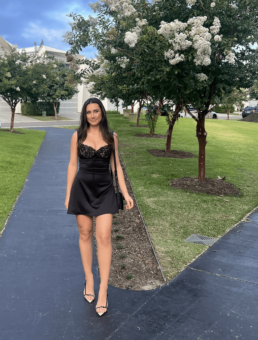 House of CB - Adriana Black Satin and Lace Mini Dress House of CB - Adriana Black Satin and Lace Mini Dress
