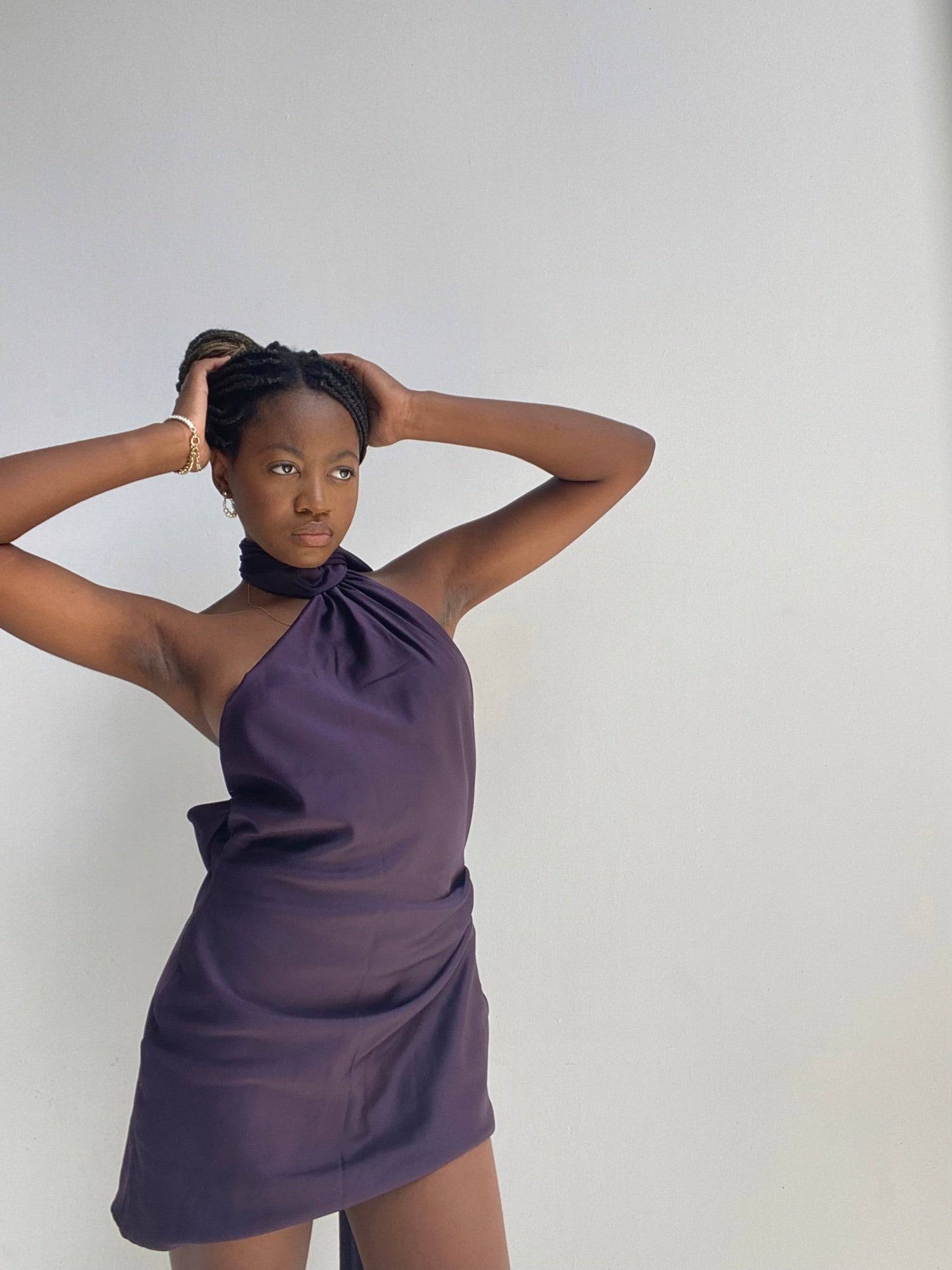 House of CB - Aida Night Shade Asymmetric Wrap Neck Dress - Rent Club