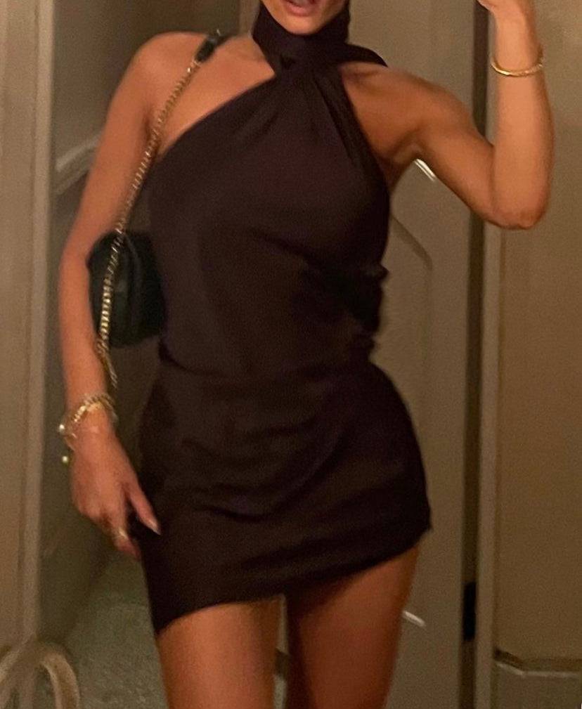 House of CB - Aida Night Shade Asymmetric Wrap Neck Dress - Rent Club