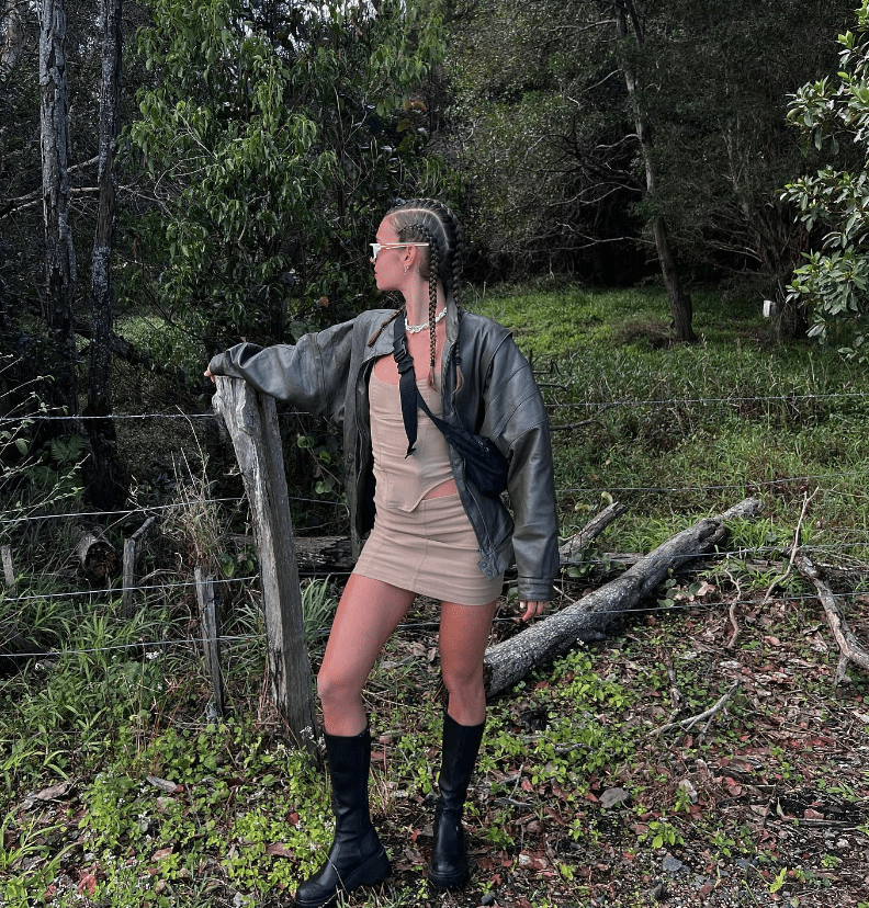 House of CB - Flavia and Nisha Beige Sculpting Corset and Mini Skirt - Rent Club