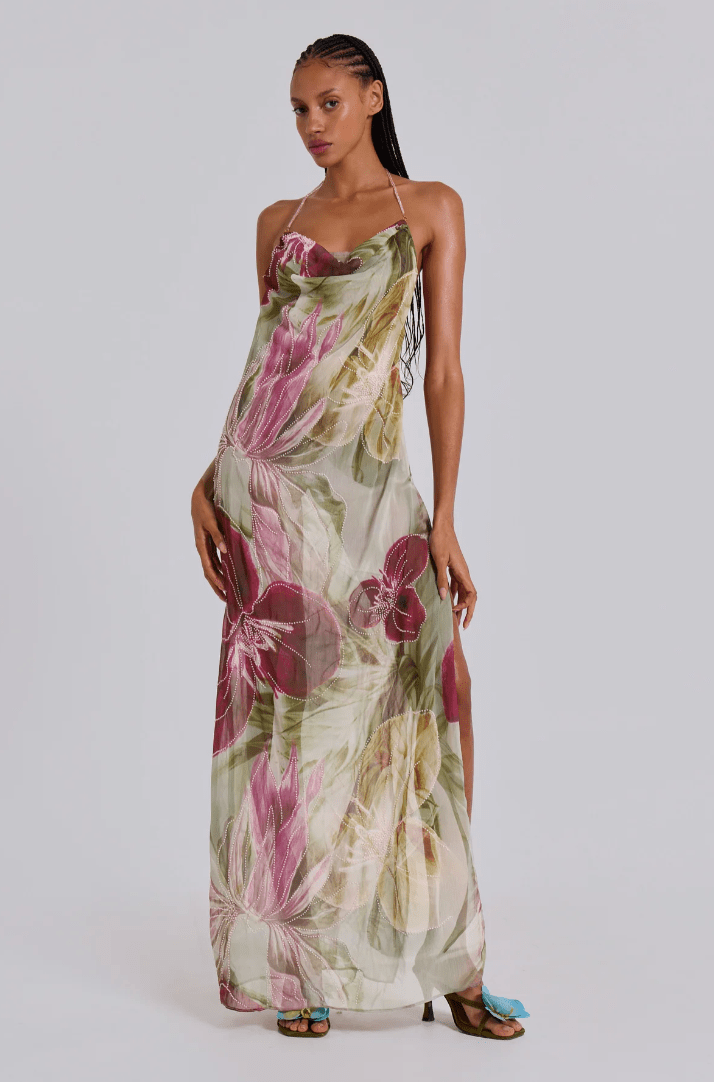 Jaded London - Dahlia Chiffon Maxi Dress - Rent Club
