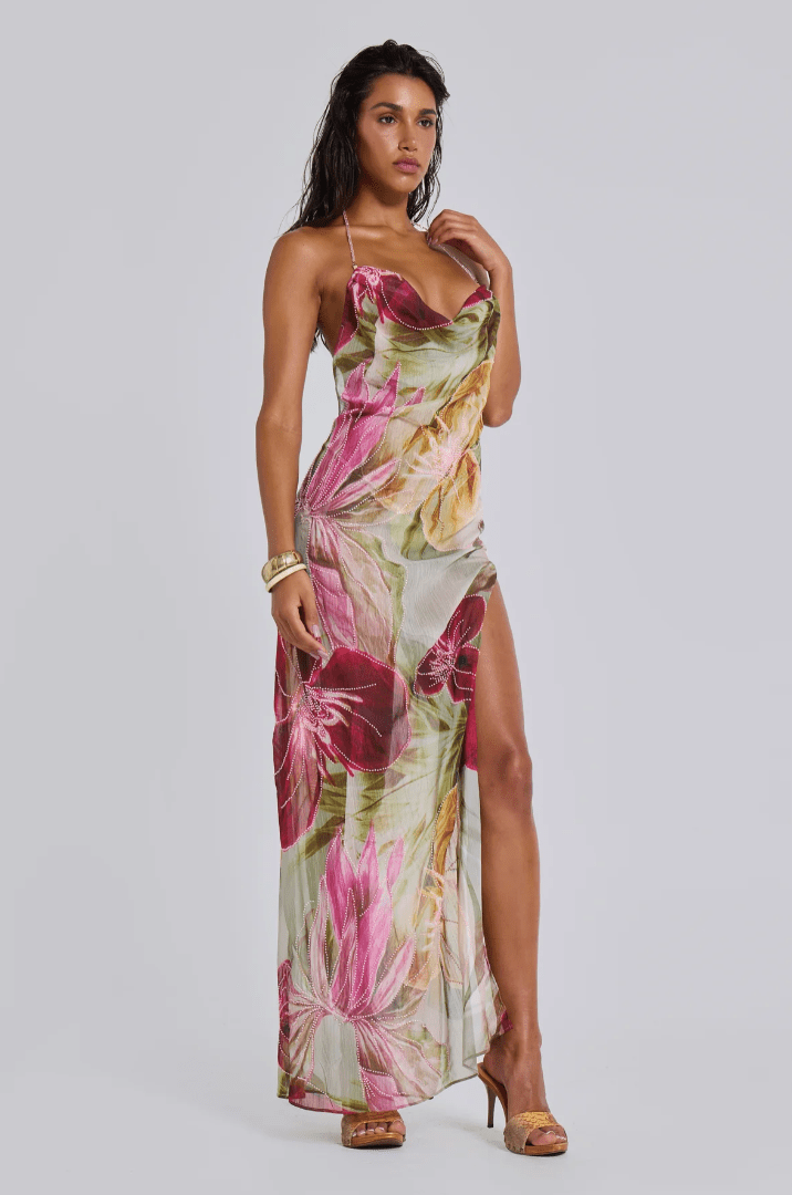 Jaded London - Dahlia Chiffon Maxi Dress - Rent Club