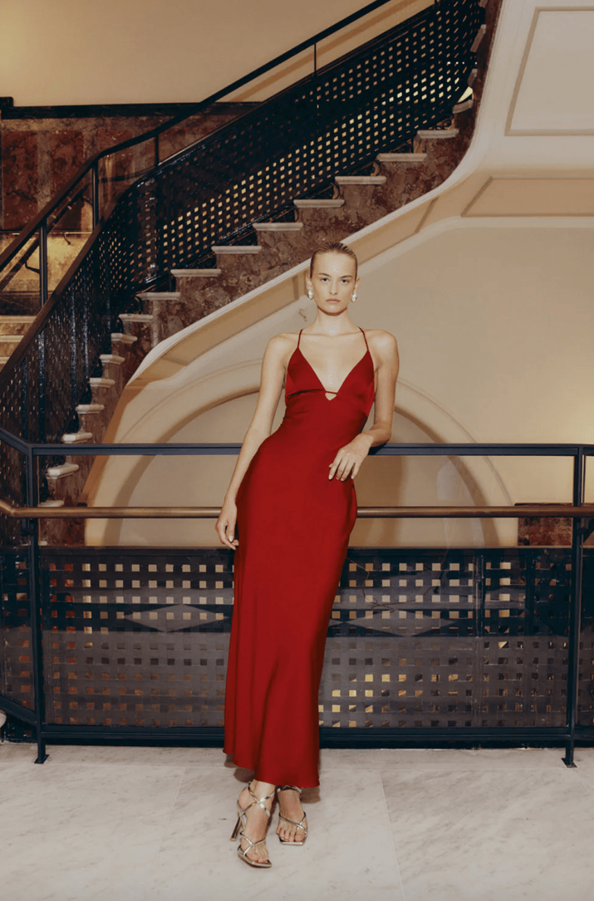 Manning Cartell - Time To Shine Slip Dress in Cranberry - Rent Club