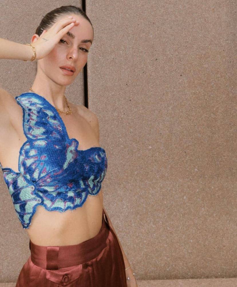 Masha Popova - Butterfly Top in Blue - Rent Club