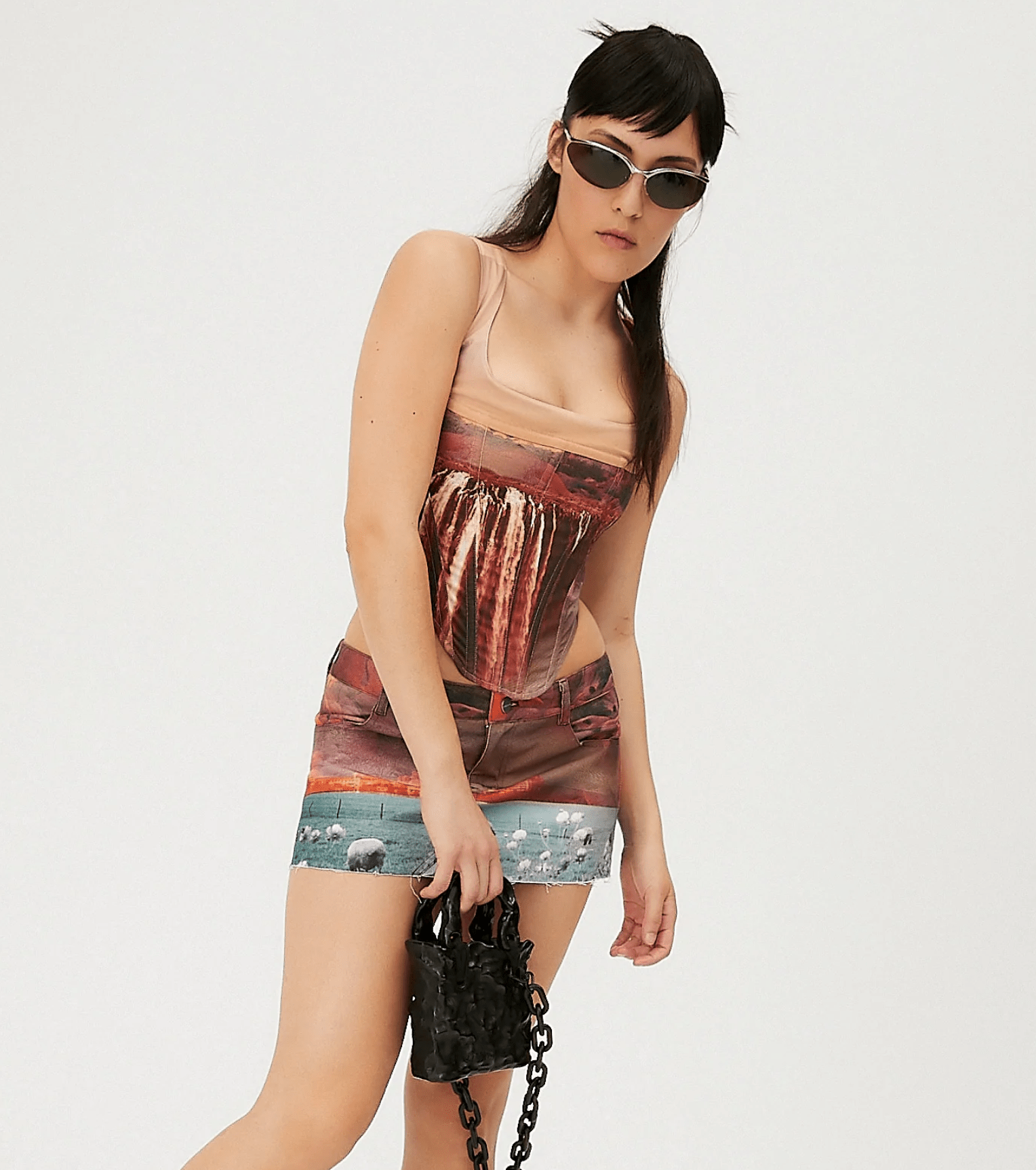 Miaou - Campbell Corset and Miss Mini Skirt in Oasis - Rent Club