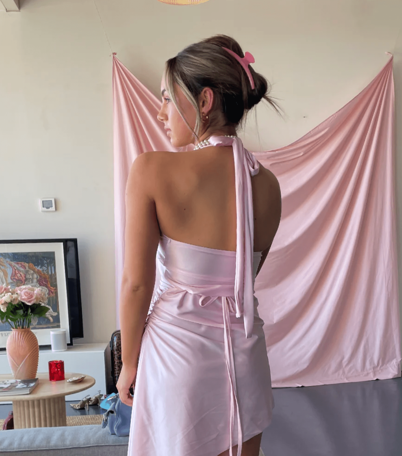 Mr Winston Co - Ballerina Halter Dress in Pink - Rent Club
