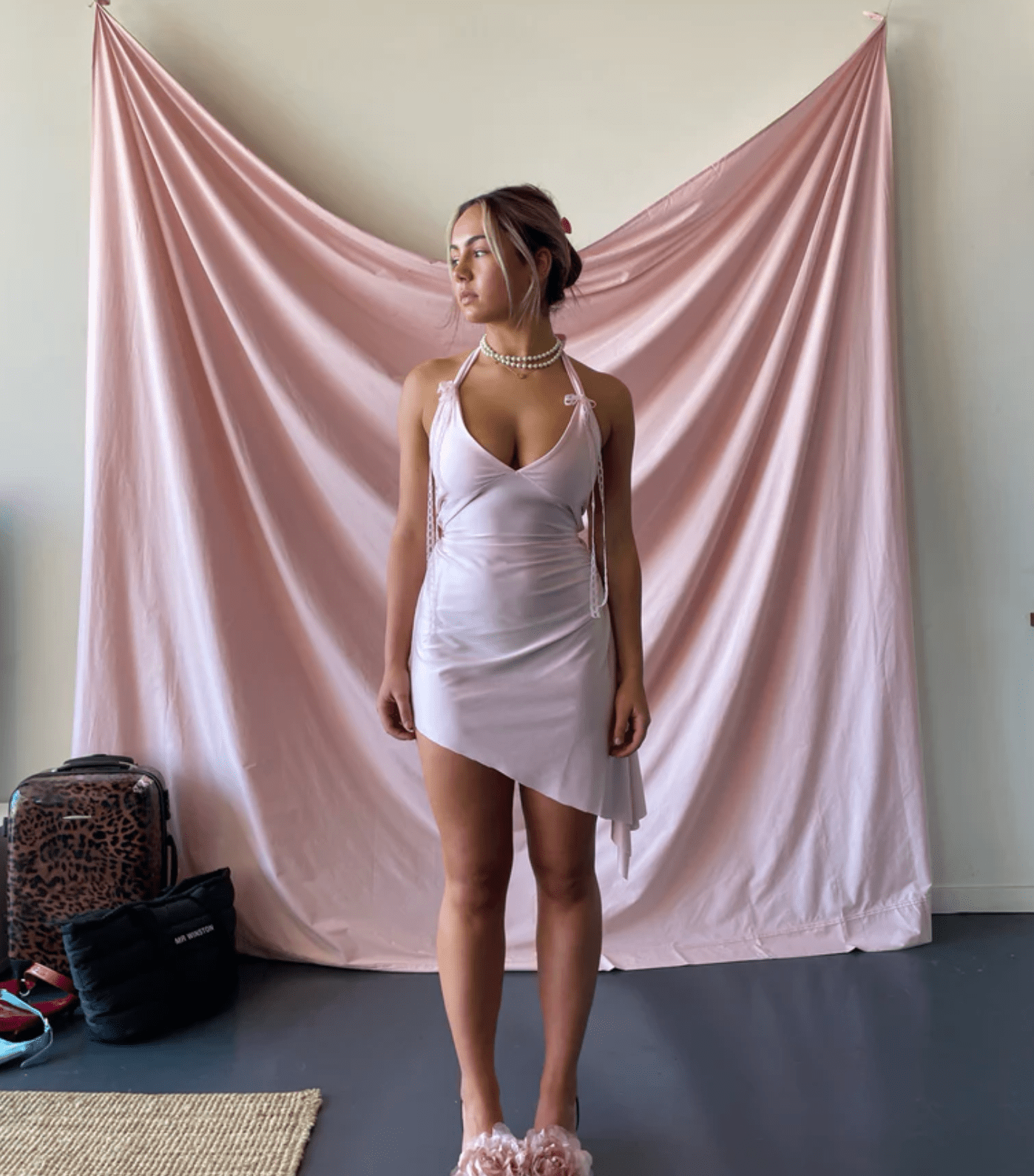 Mr Winston Co - Ballerina Halter Dress in Pink - Rent Club