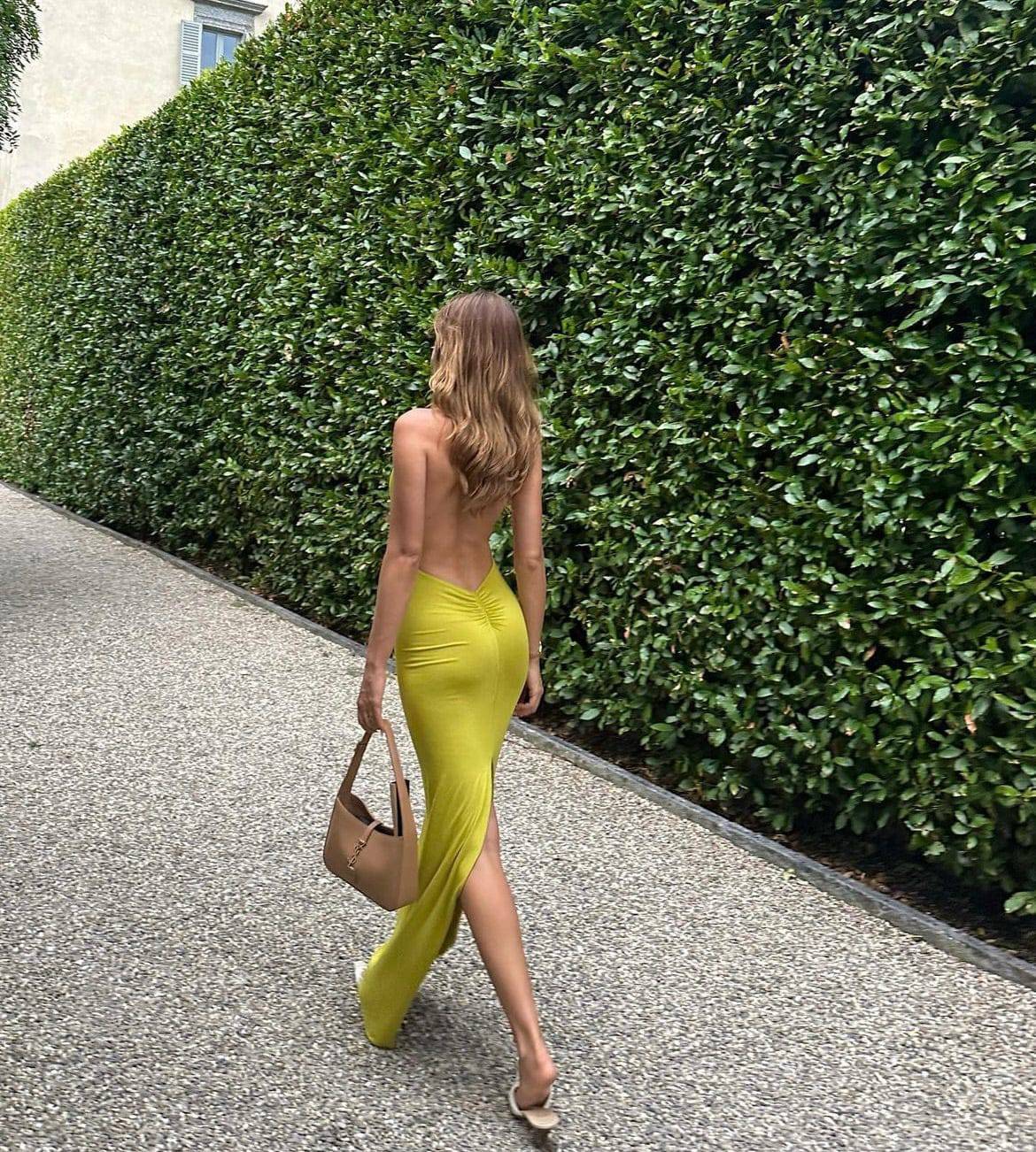 Natalie Rolt - Karolina Dress in Chartreuse - Rent Club