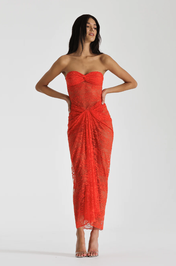 Natalie Rolt - Naomi Dress in Tangerine - Rent Club