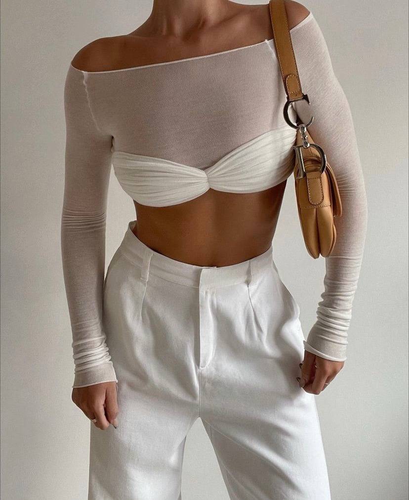 Orseund Iris - La Sirena Crop Top in Milk White - Rent Club