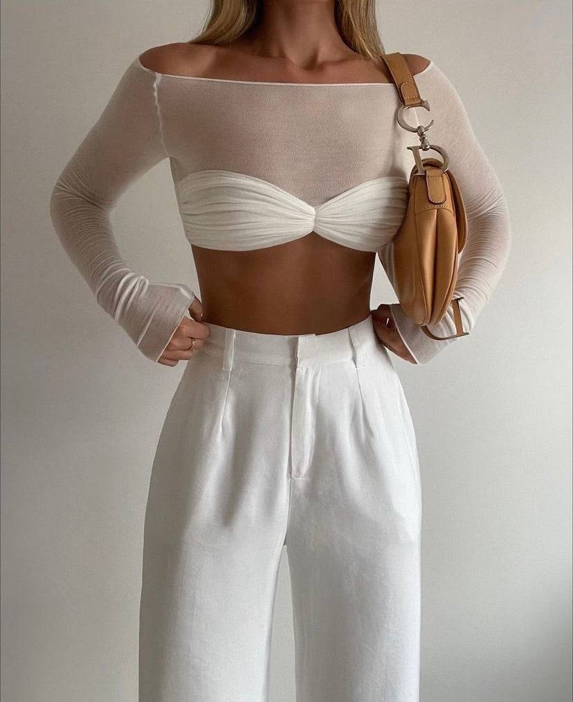 Orseund Iris - La Sirena Crop Top in Milk White - Rent Club