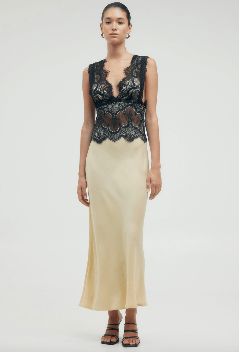 Third Form - Visions Lace Deep V Maxi Dress - Rent Club