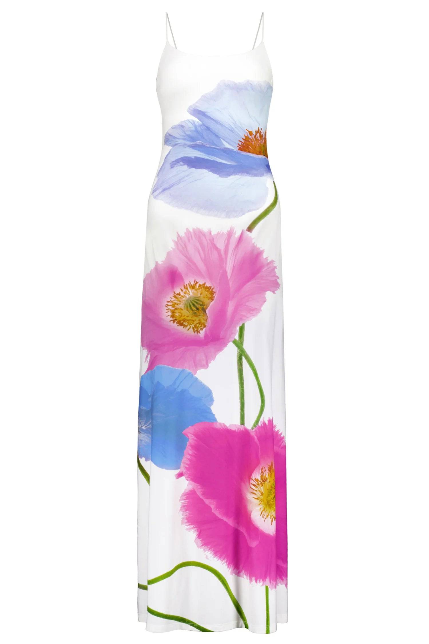 With Harper Lu - Low Back Maxi Dress in Azure Poppy - Rent Club