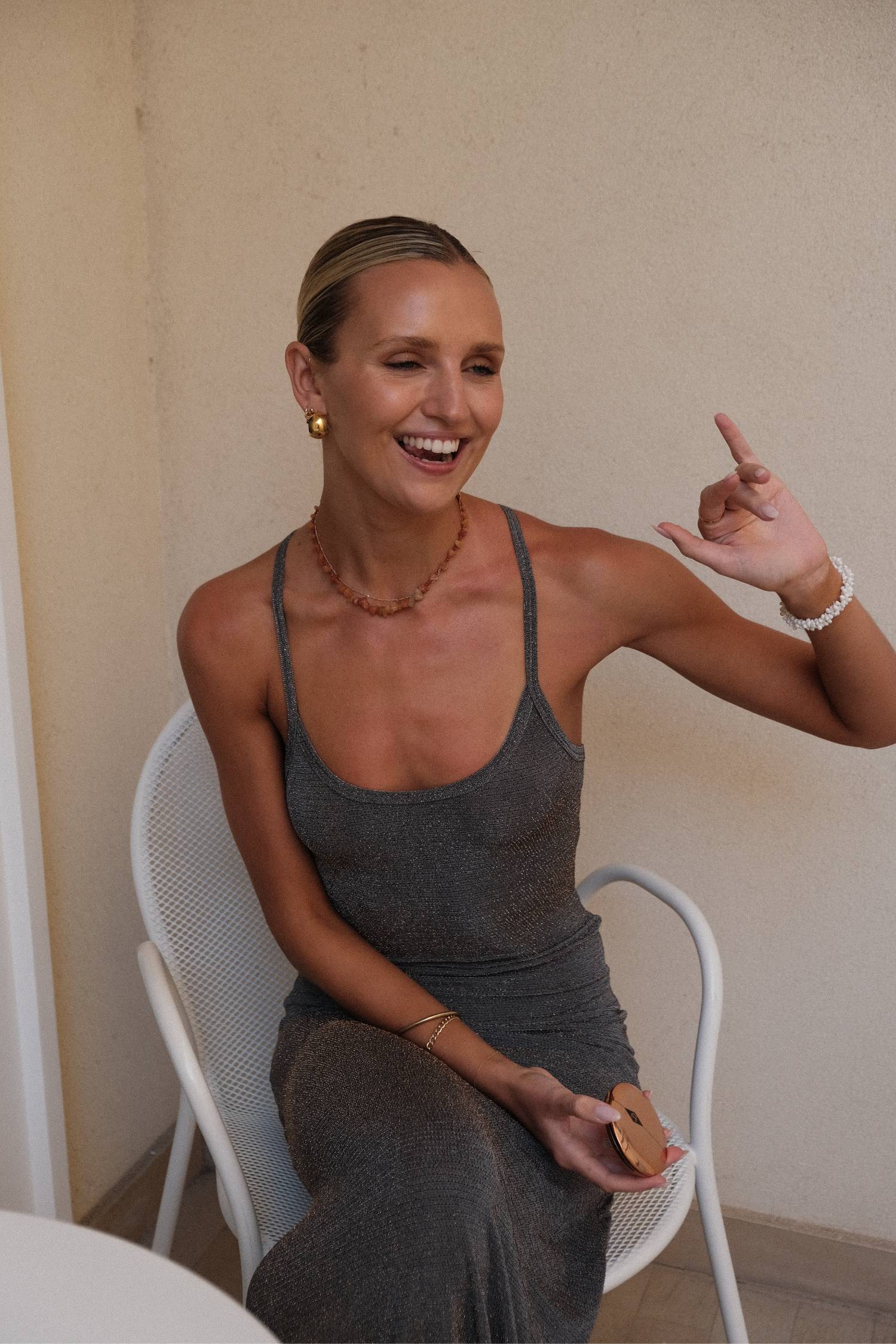 With Harper Lu - Racer Slip Dress in Shimmer - Rent Club