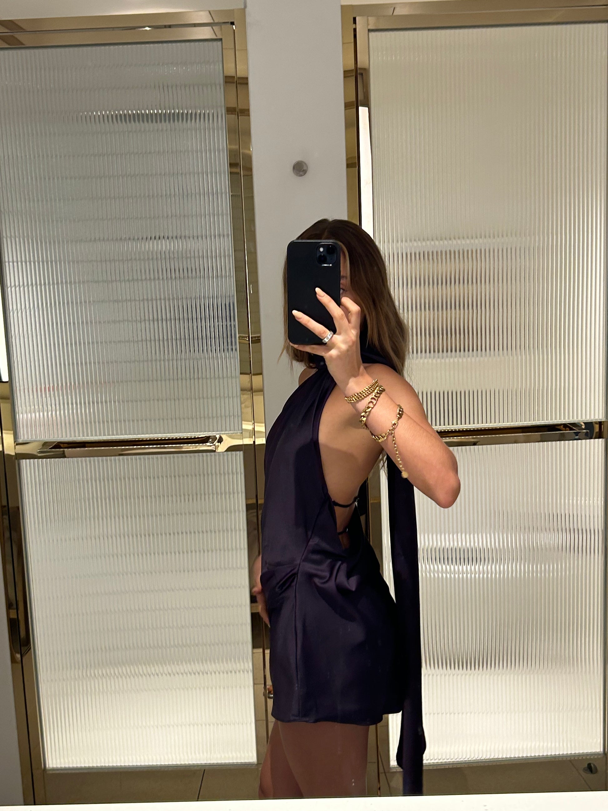 House of CB - Aida Night Shade Asymmetric Wrap Neck Dress - Rent Club