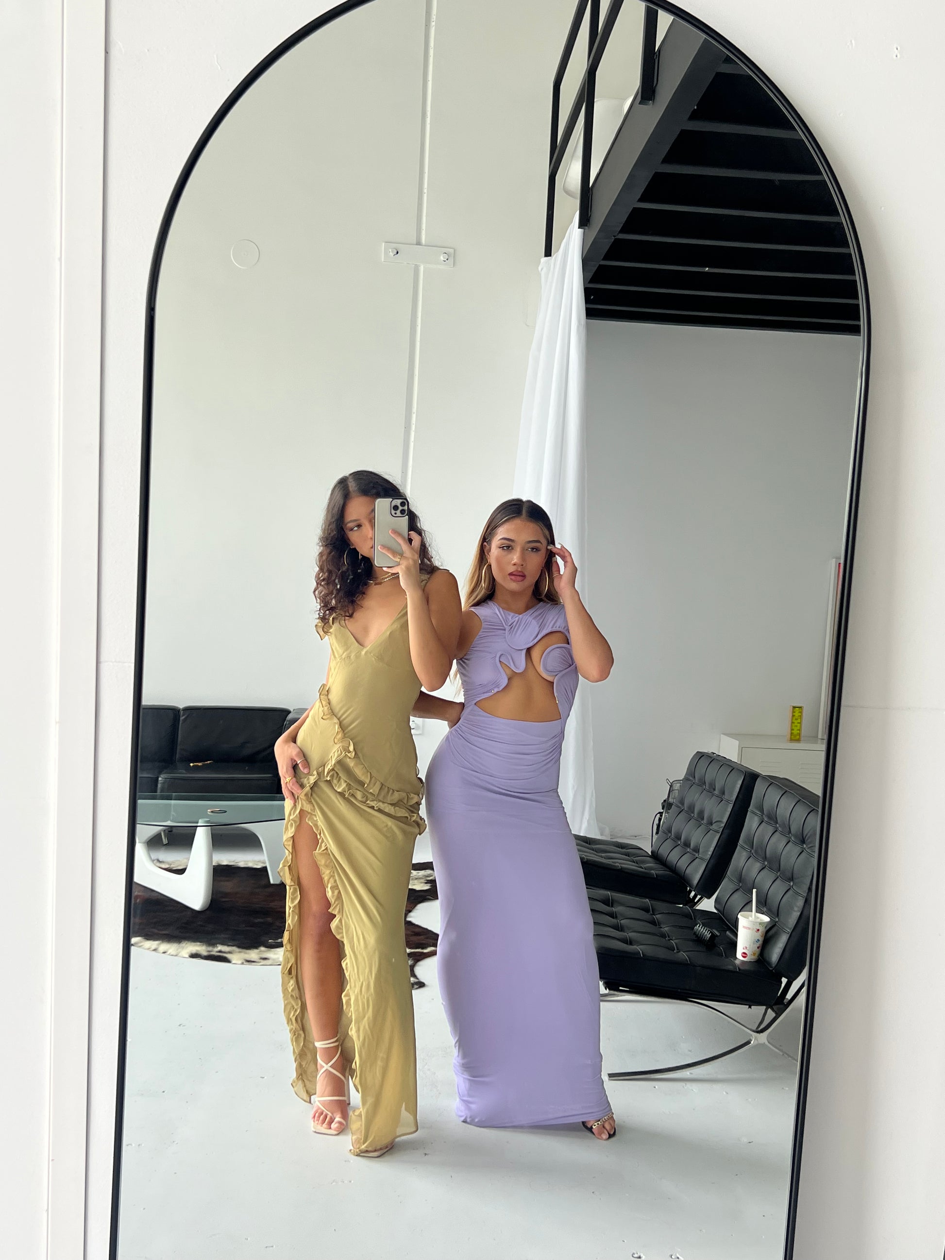 House of CB - Pixie Olive Ruffle Maxi Dress - Rent Club