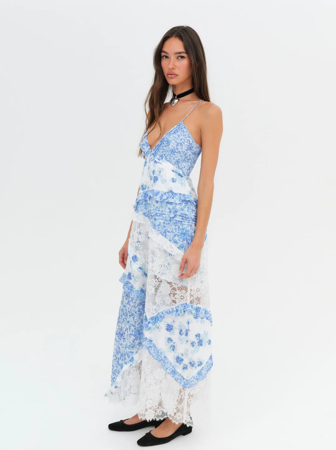 For Love and Lemons - Rosalyn Maxi Dress in Blue